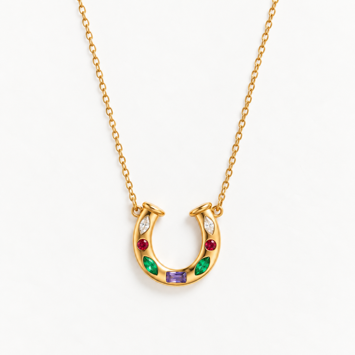 Multicolour Crystal Horseshoe Necklace