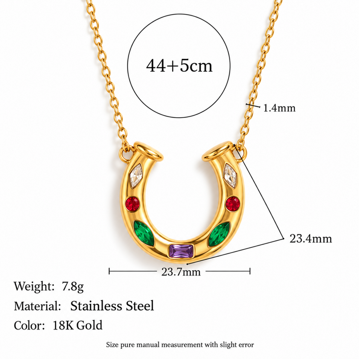 Multicolour Crystal Horseshoe Necklace