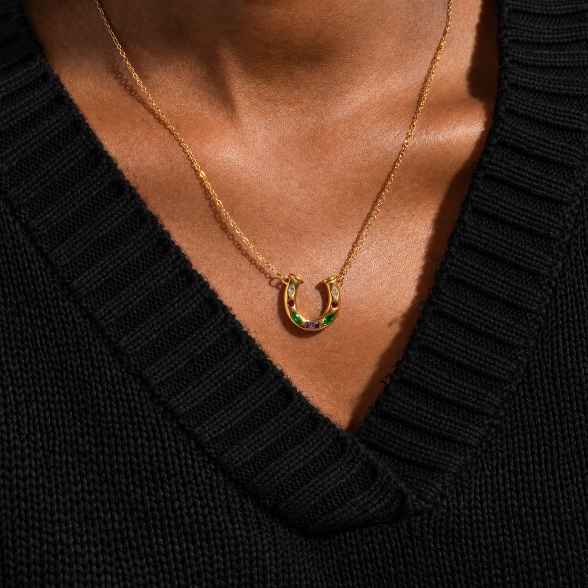 Multicolour Crystal Horseshoe Necklace