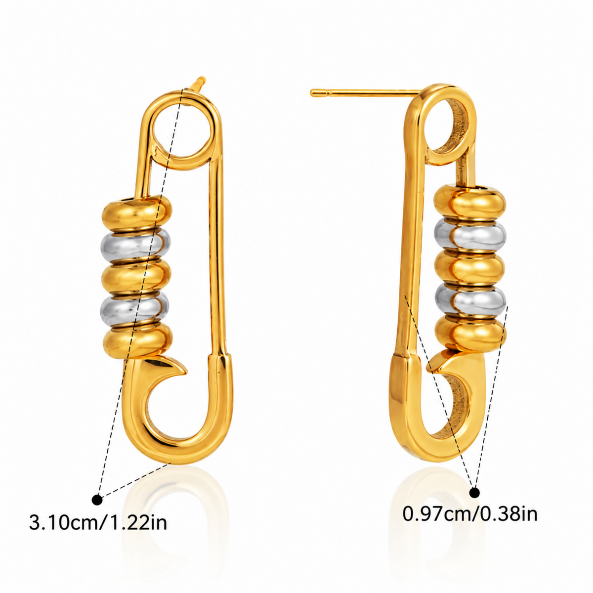 Two-Tone Safety Pin Earrings