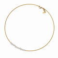 A gold-plated stainless steel chain for women featuring a twisted cable design and an asymmetrical cluster of marquise-cut crystals