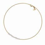 A gold-plated stainless steel chain for women featuring a twisted cable design and an asymmetrical cluster of marquise-cut crystals