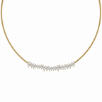 A close-view of a gold-plated stainless steel chain for women featuring a twisted cable design and an asymmetrical cluster of marquise-cut crystals