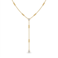 A gold-plated stainless steel chain for women in a Y-drop lariat style featuring delicate beads and crystal accents
