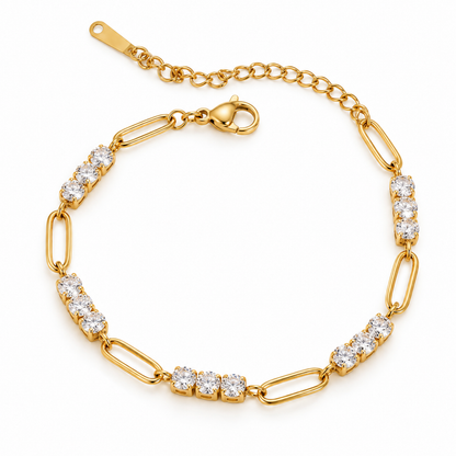 Clara Crystal Link Bracelet with sparkling clear crystal accents, in gold