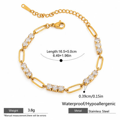 Clara Crystal Link Bracelet with sparkling clear crystal accents in gold