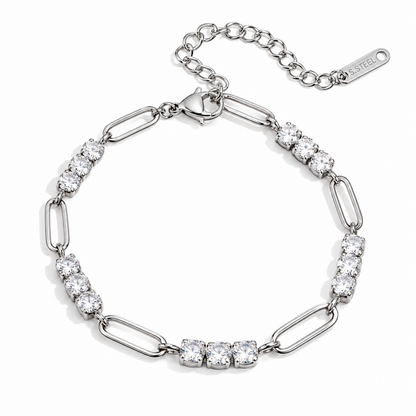 Clara Crystal Link Bracelet with sparkling clear crystal accents in silver