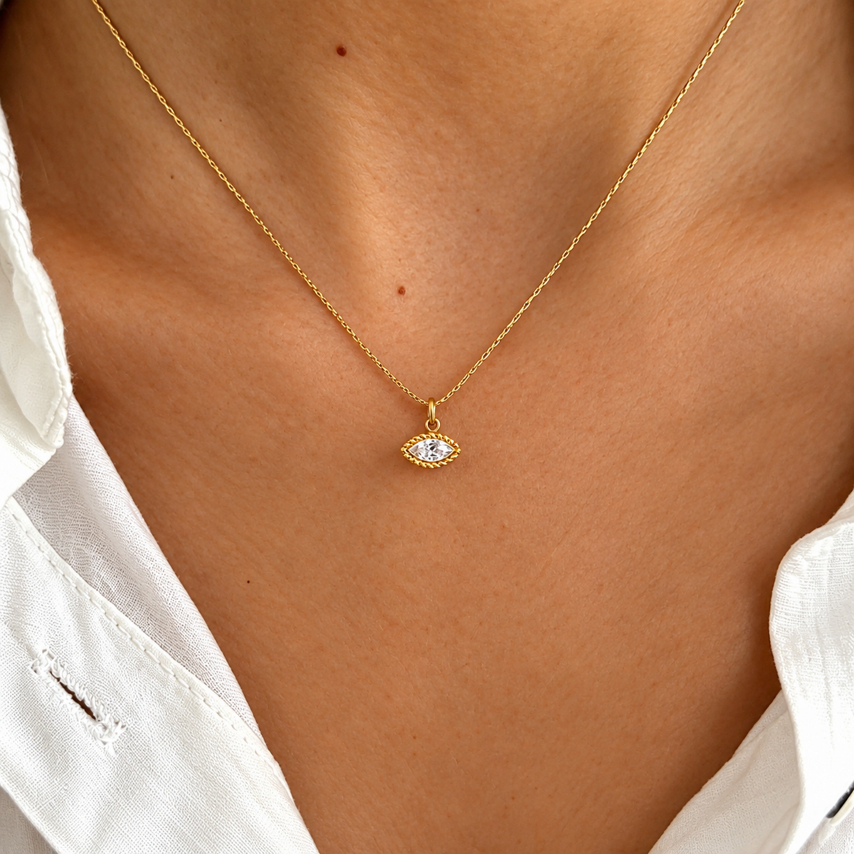 Crystal Eye Pendant Necklace