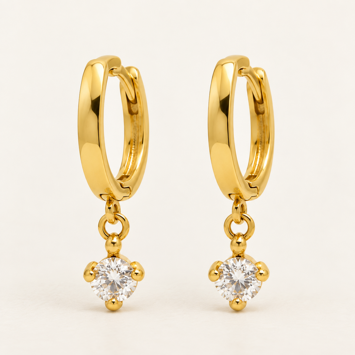 Elise gold crystal drop hoop earrings for women with gold plated hoops and sparkling round crystal accents