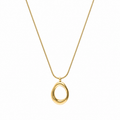 A gold-plated stainless steel chain for women featuring a sleek snake link and a open-oval pendant