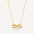 A gold-plated stainless steel chain for women featuring a infinity symbol pendant.