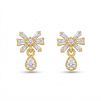 A pair of gold-plated drop earrings for women featuring a drop earring, shown on a clean white background