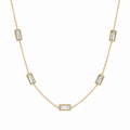 A gold-plated stainless steel chain for women featuring five bezel-set baguette-cut crystal stations