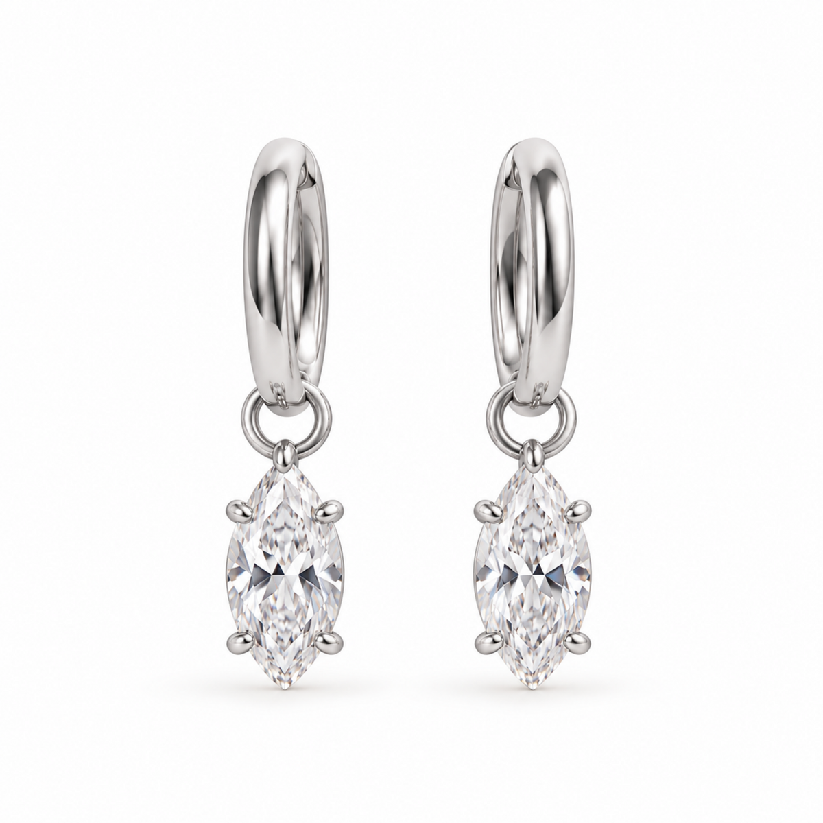 Marielle crystal drop hoop earrings with marquise-cut clear crystals in gold 