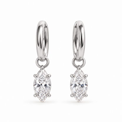 Marielle crystal drop hoop earrings with marquise-cut clear crystals in gold 