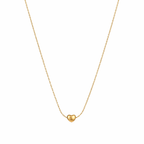 A gold-plated stainless steel chain for women featuring a tiny, puffed heart pendant on a delicate link chain