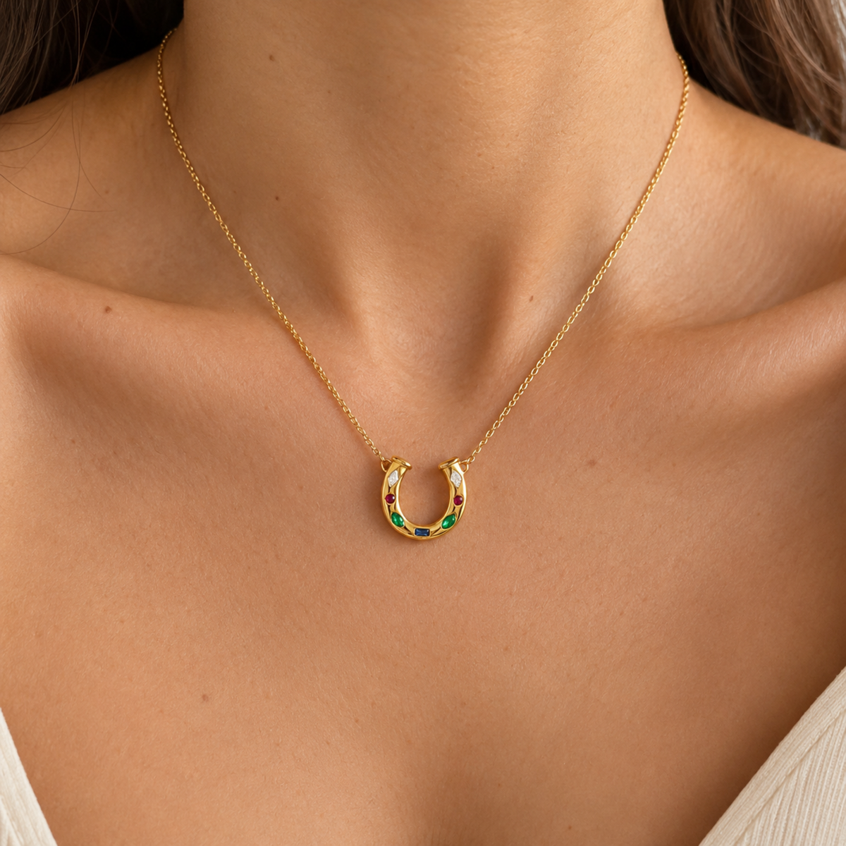 Multicolour Crystal Horseshoe Necklace