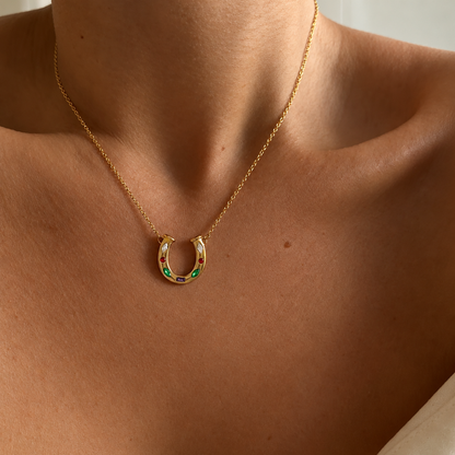 Multicolour Crystal Horseshoe Necklace