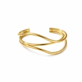 A bold and modern gold-plated triple-band adjustable cuff bracelet for women featuring an organic wave design, displayed on a clean white background