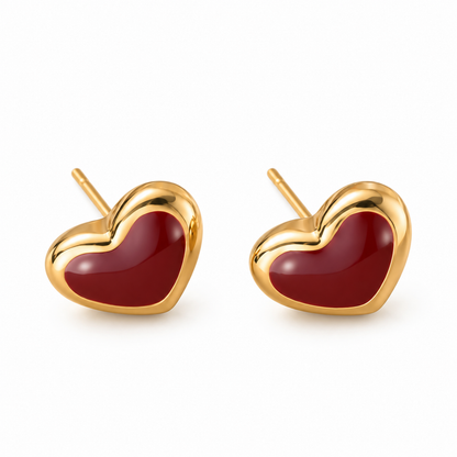 heart earrings on the white background