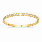 A gold-plated bracelet for women featuring a continuous row of bezel-set crystals and a secure side clasp.