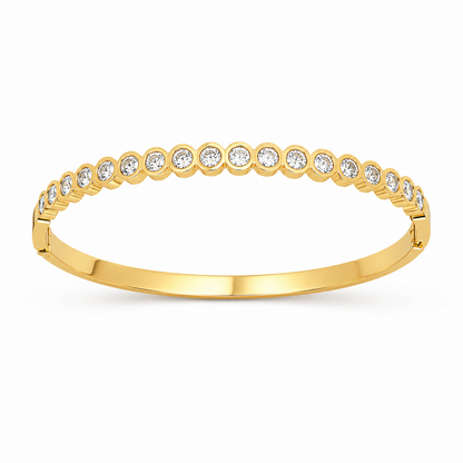 A gold-plated bracelet for women featuring a continuous row of bezel-set crystals and a secure side clasp.