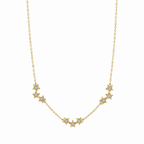 A gold-plated stainless steel chain for women featuring a curved drop of nine small crystal-set stars.