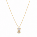 A gold-plated stainless steel chain for women featuring a vertical pendant with four stacked marquise-cut crystals