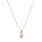 A gold-plated stainless steel chain for women featuring a vertical pendant with four stacked marquise-cut crystals