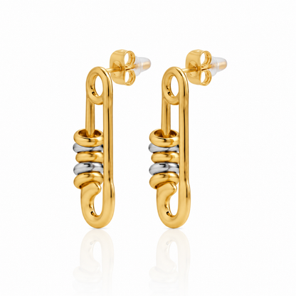 Two-Tone Safety Pin Earrings