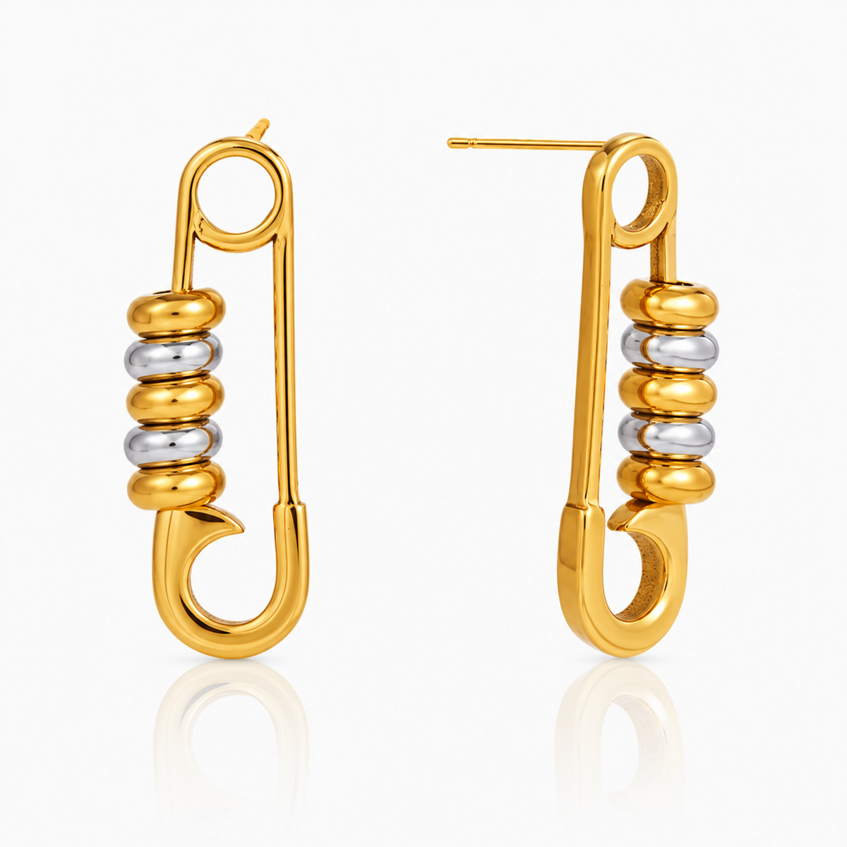 Two-Tone Safety Pin Earrings