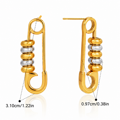 Two-Tone Safety Pin Earrings