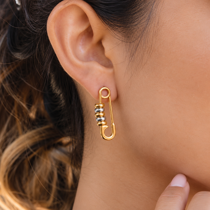 Two-Tone Safety Pin Earrings