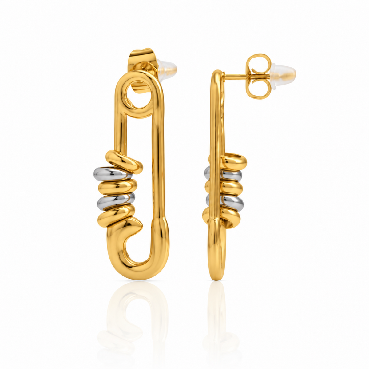 Two-Tone Safety Pin Earrings