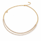 A versatile 2-in-1 gold-plated jewelry piece shown as both a layered bracelet for women on a white background