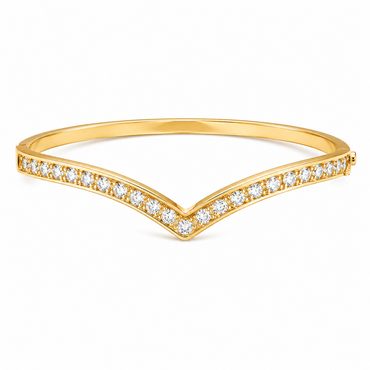A gold-plated bangle for women featuring an intricate winged design and a secure side clasp